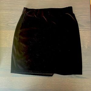 Black velvet mini skirt